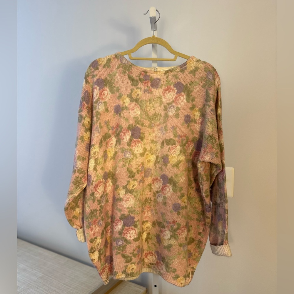 Vintage Silk & Rabbit Hair Blend Floral Grandma Sweater